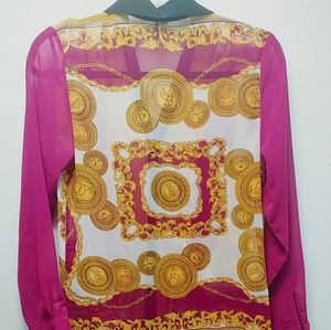 Polyester purple long sleeve elegant blouse